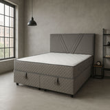 Lit Coffre Venus Gris en Lin avec Matelas 25 cm – 140x190 et 160x200