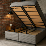 Lit Coffre Venus Gris en Lin avec Matelas 25 cm – 140x190 et 160x200