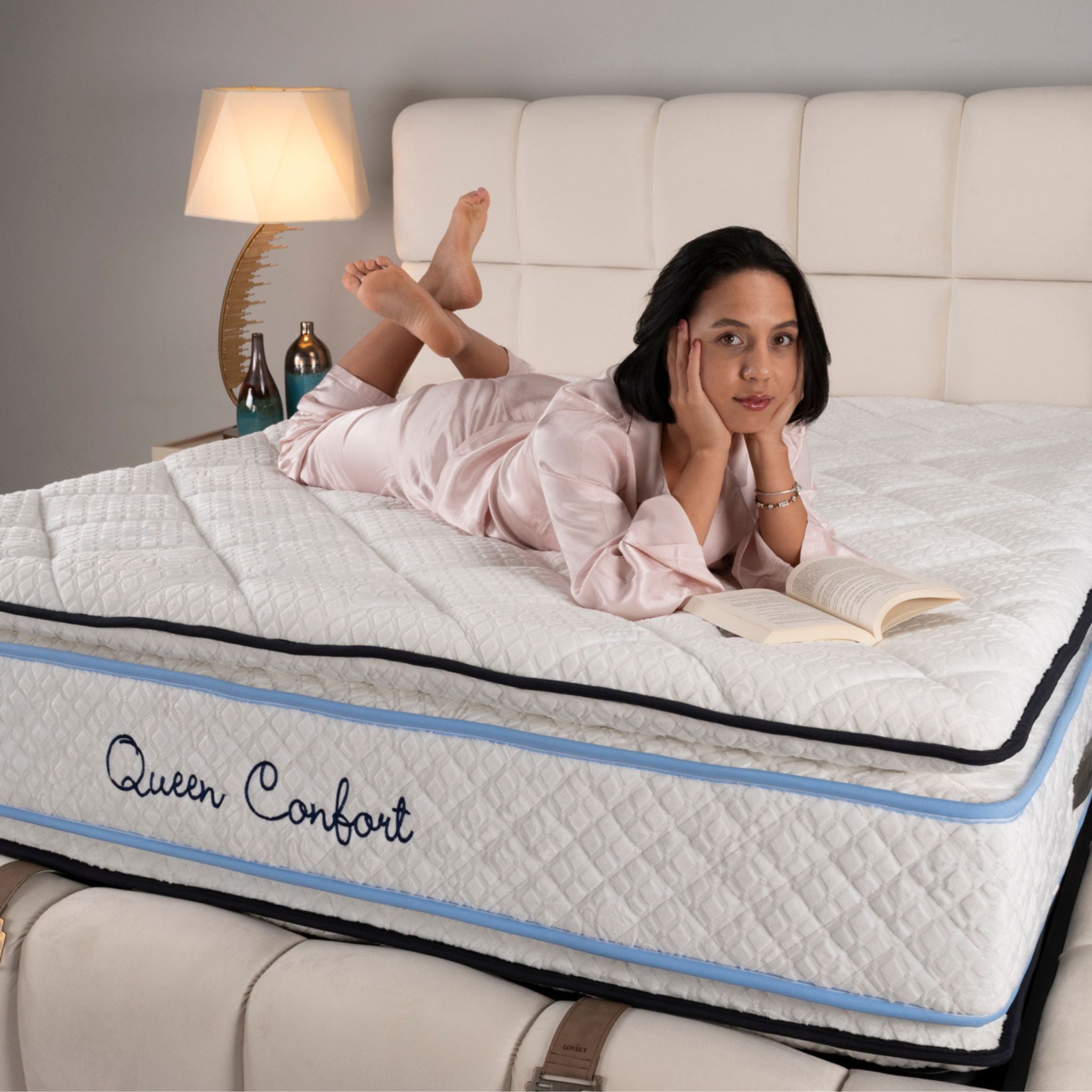 Matelas Queen Confort Angels - 34 cm - Double Surmatelas - Confort 5 Zones