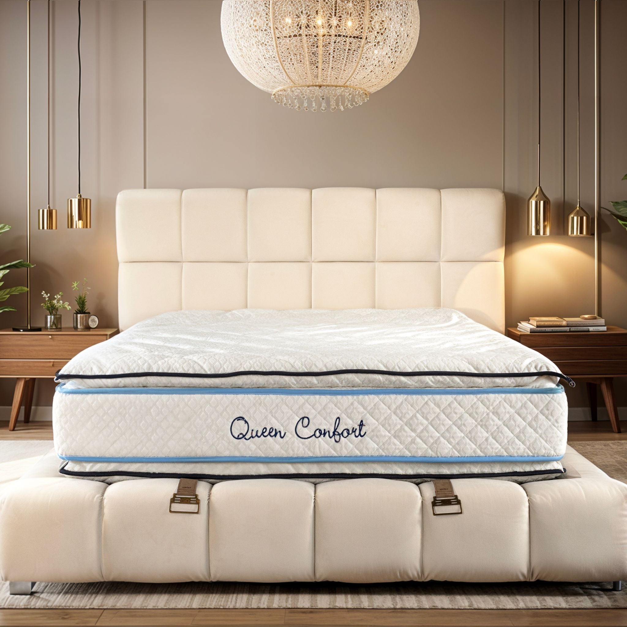 Matelas Queen Confort Angels - 34 cm - Double Surmatelas - Confort 5 Zones