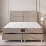 Pack Sydney – lit coffre en velours beige anti-tache avec matelas