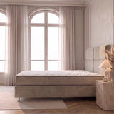 Pack Sydney – lit coffre en velours beige anti-tache avec matelas