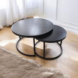 Tables Basses Gigognes Duo – Rondes – Plateau Bois Noir & Pied Métal Noir