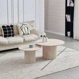 Table Basse Duo Gigogne Pila – Céramique Effet Travertin