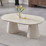 Table Basse Iconic – Plateau Céramique Effet Travertin – Design Moderne