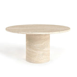 Table basse centrale à pied cylindrique en travertin