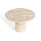 Table basse centrale à pied cylindrique en travertin