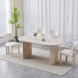 Table à Manger Joséphine – Effet Travertin – Plateau Céramique Anti-Rayure – 180 cm