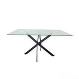 Table à Manger Olivia – Plateau en Verre – Pied Noir – 150 ou 180 cm