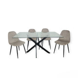 Table à Manger Olivia – Plateau en Verre – Pied Noir – 150 ou 180 cm
