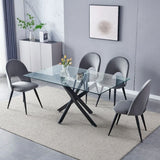 Table à Manger Olivia – Plateau en Verre – Pied Noir – 150 ou 180 cm
